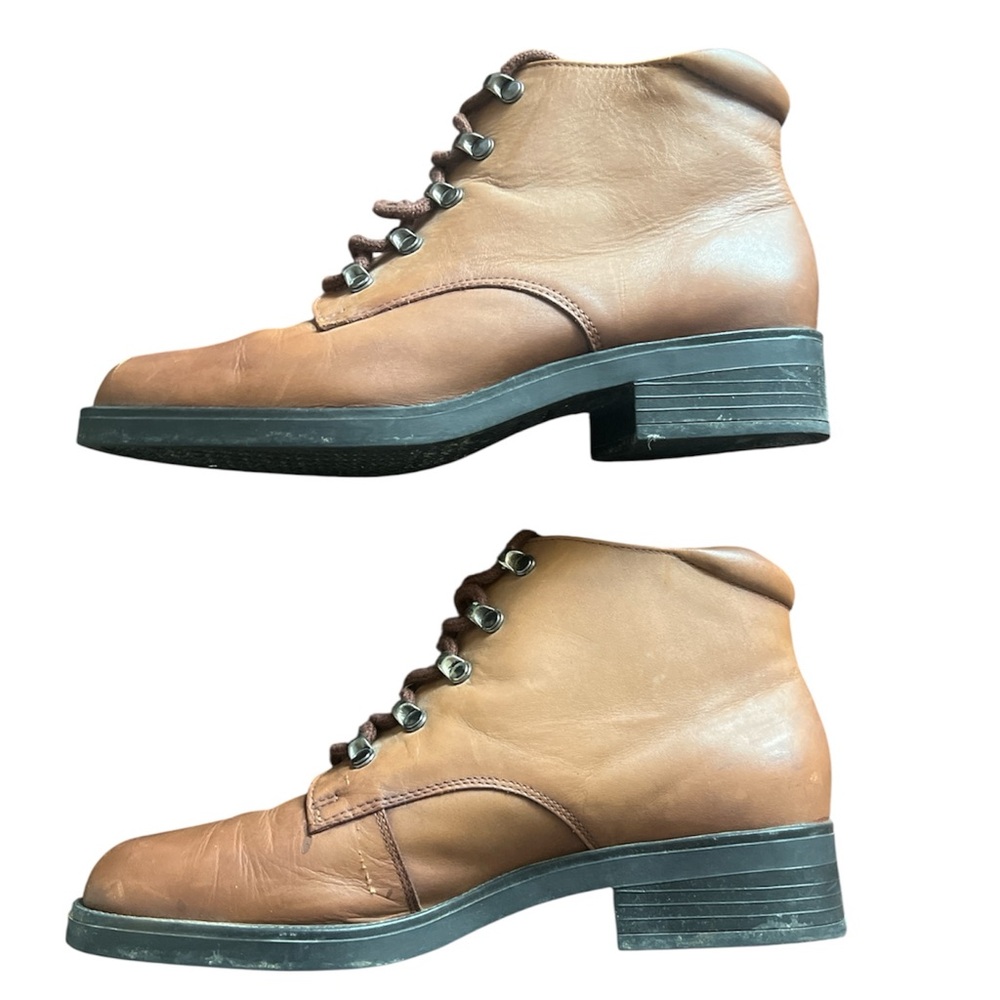 Vintage 90s Drexlite Brown Leather Lace-Up Ankle Boots 8M